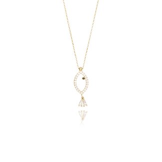 Gouden Visvormige Ketting met Zirkonia
