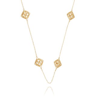 Gouden Filigraan Collier met Open Vierkanten