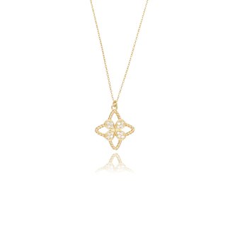 Gouden Klaver Collier met Zirkonia