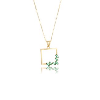 Gouden Ketting met Groene Baguette Hanger