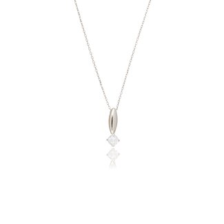 Witgouden Solitaire Ketting met Zirkonia