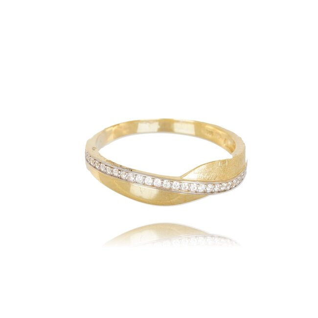 Moderne Gouden Ring met Pavé Zirkonia Detail