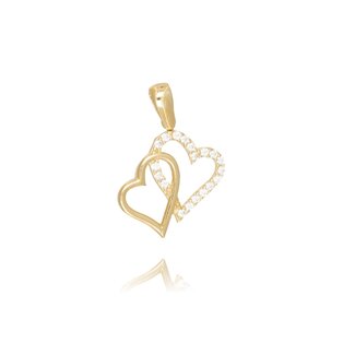 Dubbele hart hanger met zirkonia