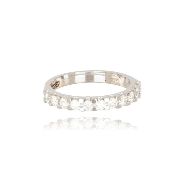 Goldmine Tijdloze witgouden alliance ring met natuurlijke briljant diamanten rondom