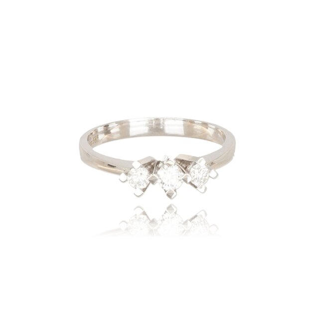 Goldmine Elegante witgouden ring met drie briljant geslepen natuurlijke diamanten
