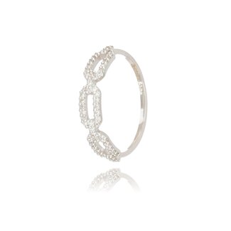 Goldmine Witgouden Schakel Ring met Diamanten