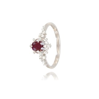 Witgouden Robijn Ring met Diamanten