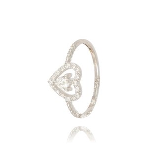 Hart Diamanten Ring Witgoud