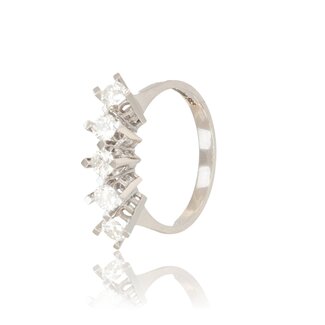 Vijf Diamanten Ring Witgoud