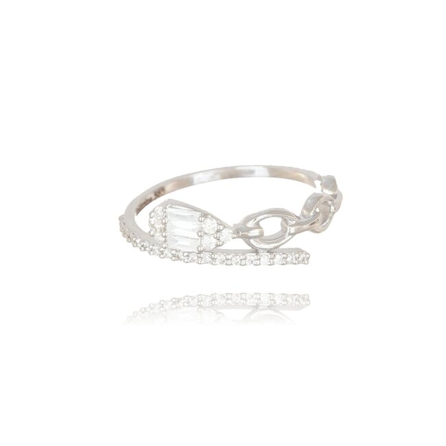 Witgouden ring met schakelmotief