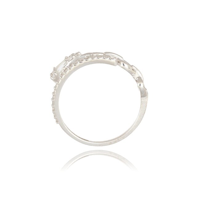 Witgouden ring met schakelmotief