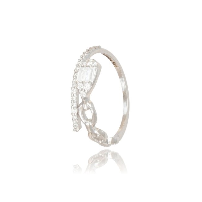 Witgouden ring met schakelmotief