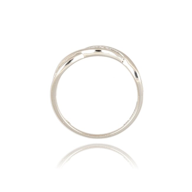 Elegante witgouden damesring met open design en natuurlijke diamant 0.10 ct