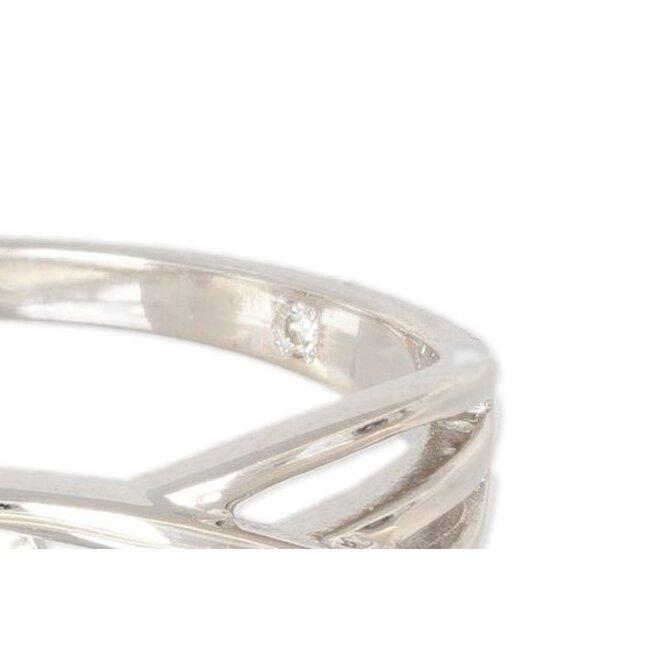 Elegante witgouden damesring met open design en natuurlijke diamant 0.10 ct
