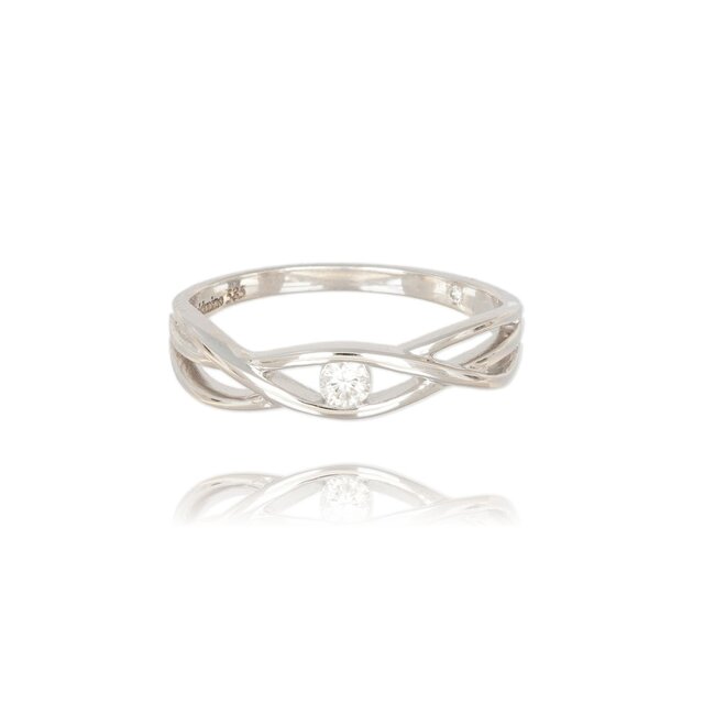 Elegante witgouden damesring met open design en natuurlijke diamant 0.10 ct