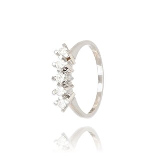 Witgouden Diamanten Ring met Vijf Stenen