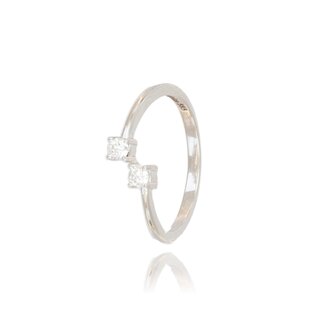 Witgouden Bypass Diamanten Ring 0.17 Ct