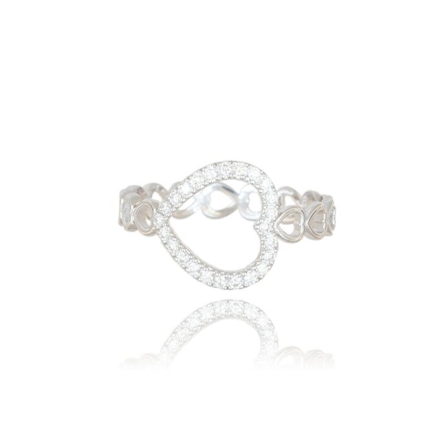 Romantische witgouden damesring met hartdesign en natuurlijke diamanten 0.18 karaat