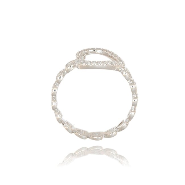 Romantische witgouden damesring met hartdesign en natuurlijke diamanten 0.18 karaat