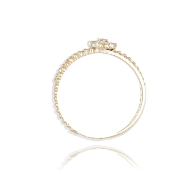 Elegante geelgouden damesring met bloemdesign en natuurlijke diamanten 0.24 ct