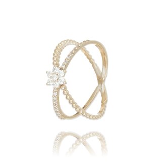 Geelgouden Diamanten Bloem Ring