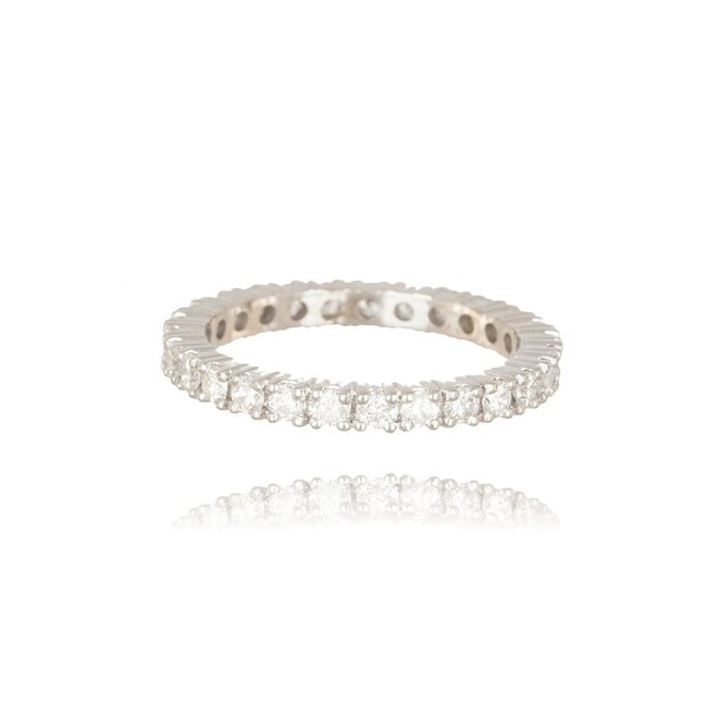 Luxe witgouden eternity-ring met 1.01 ct natuurlijke diamanten rondom bezet