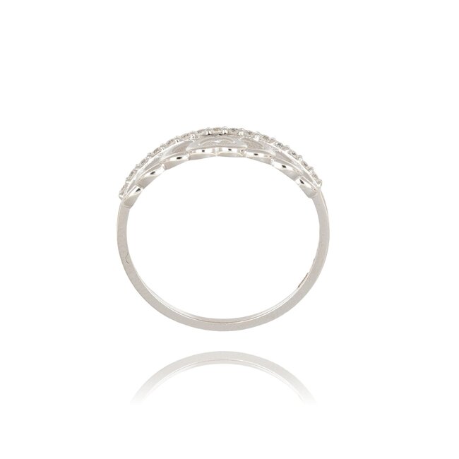 Elegante witgouden damesring met hartjesdesign en 0.15 ct diamanten
