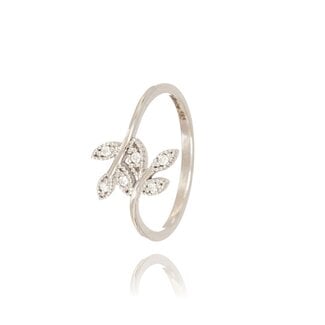 Witgouden Bladmotief Diamanten Ring