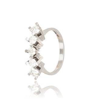 Witgouden Ring met Vijf Diamanten