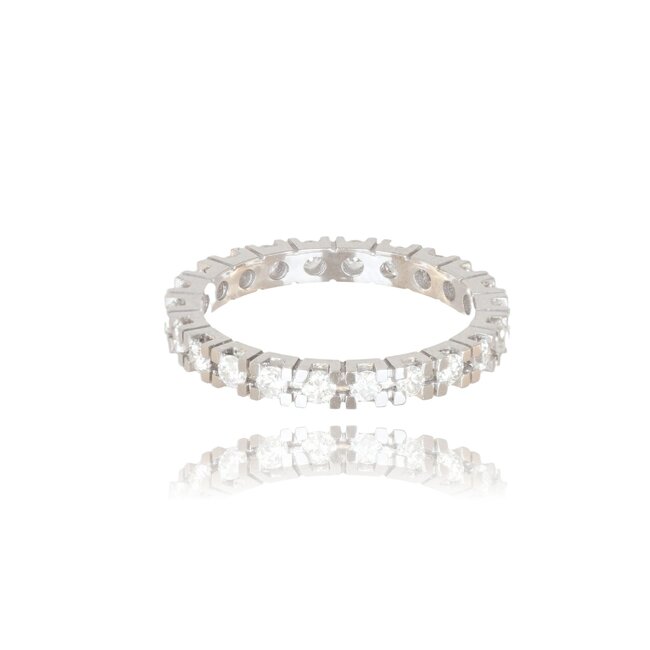 Volledig bezette witgouden eternity ring met 0.80 ct diamanten