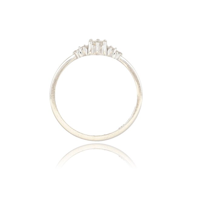 Elegante witgouden ring met centrale diamant en zijstenen van 0.17 ct