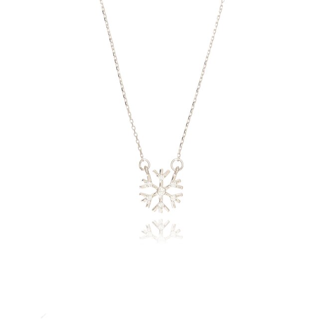 Elegante witgouden sneeuwvlokhanger met 0.10 ct diamanten