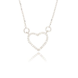 Witgouden Hart Ketting met Diamanten