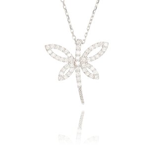 Witgouden Libelle Hanger met Diamanten