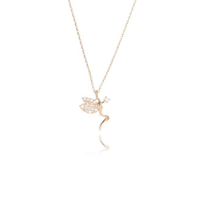 Roségouden collier met elfjes hanger en diamanten