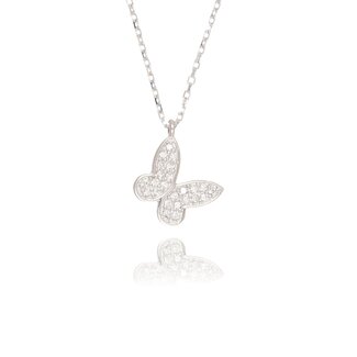Witgouden Vlinder Hanger met Diamanten