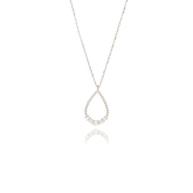 Elegant witgouden collier met druppelhanger en 0.15 ct F-G SI diamant