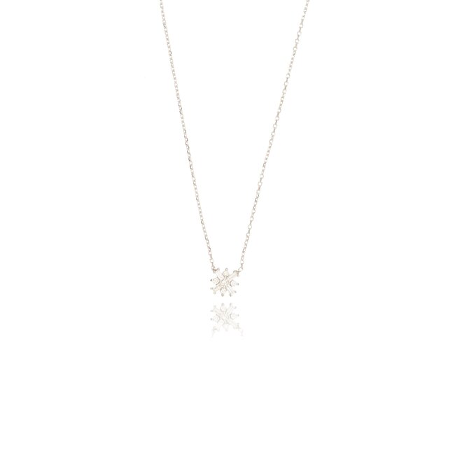 Elegant witgouden sneeuwvlok collier met 0.08 ct F-G VS-SI diamant