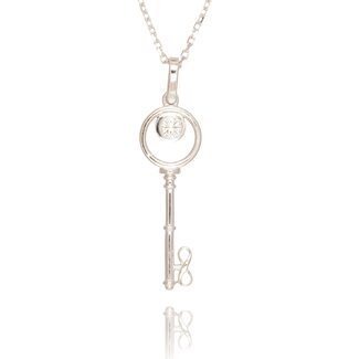 Sleutel Diamanten Collier Witgoud