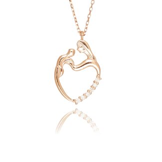 Moeder Kind Hart Collier Roségoud