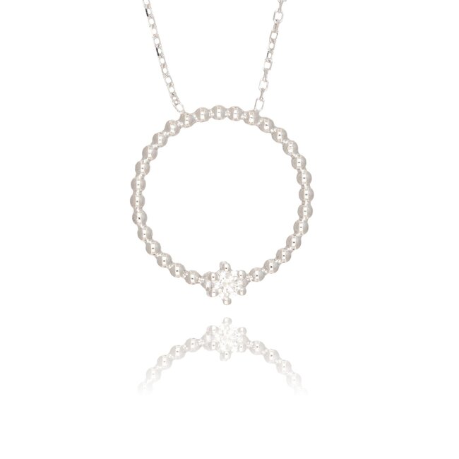 Elegant witgouden cirkel collier met 0.09 ct G SI diamant