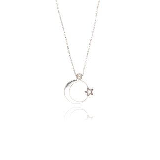 Maan Ster Collier Witgoud