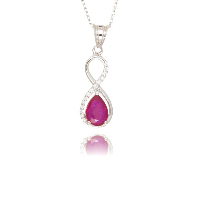 Luxe witgouden infinity collier met 0.87 ct robijn en diamant
