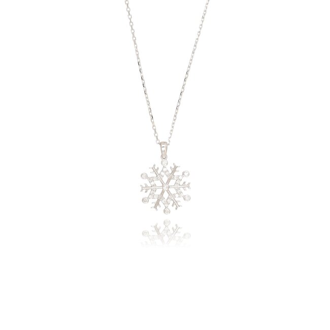 Elegant witgouden sneeuwvlok collier met 0.11 ct diamant