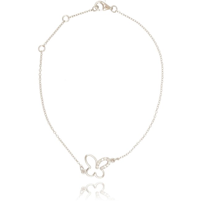 Elegante witgouden vlinder armband met 0.06 ct diamant