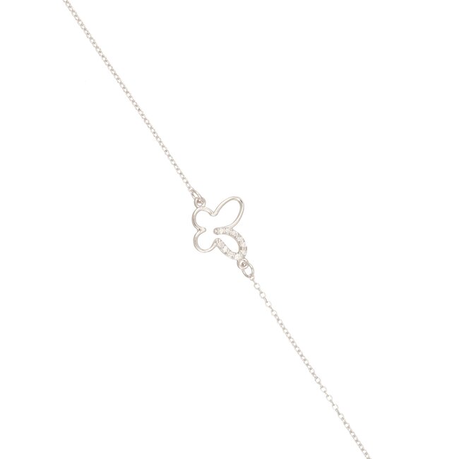 Elegante witgouden vlinder armband met 0.06 ct diamant