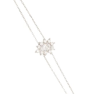 Witgouden Diamant Bloem Armband