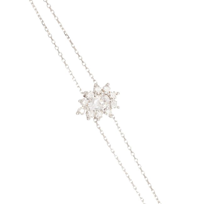 Witgouden bloem armband met diamanten