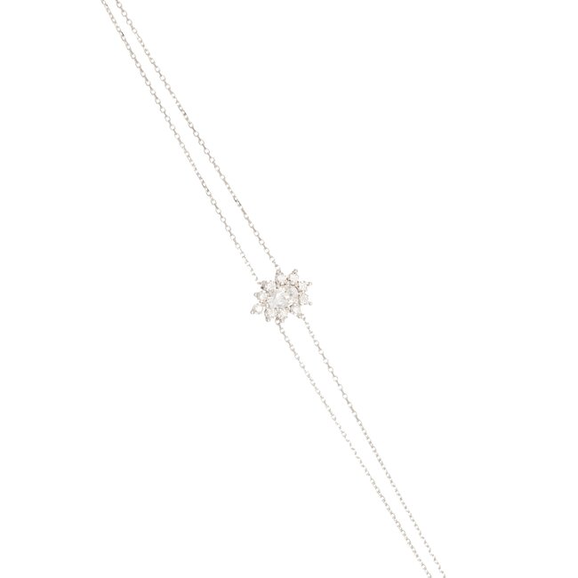 Exclusieve witgouden bloem armband met briljant en peergeslepen diamanten