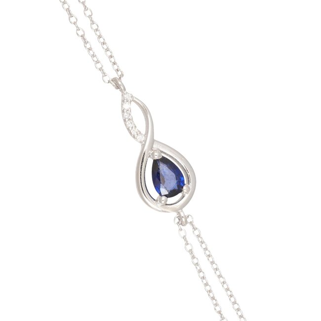 Witgouden infinity armband met saffier en diamant